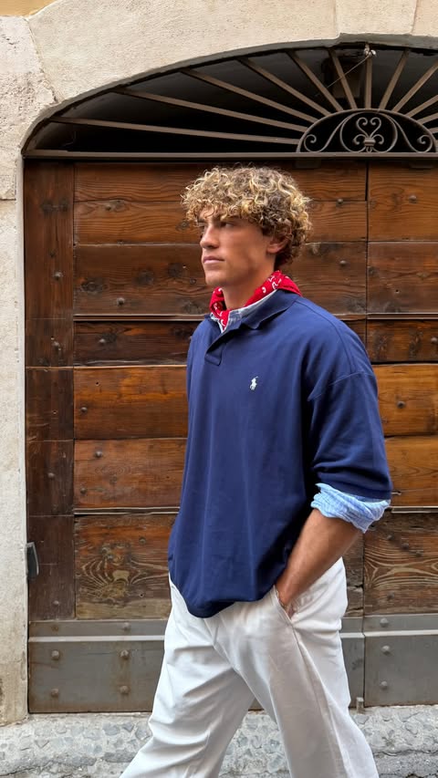 Instagram post by @simpll8 for Polo Ralph Lauren. Caption reads: neighborhood ride #ThePoloShirt @poloralphlauren....