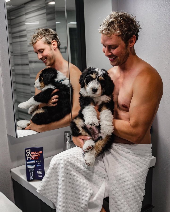 Instagram post by @kaseystjohn for King Soopers. Caption reads: #ad My little pup is at the stage where he watches....