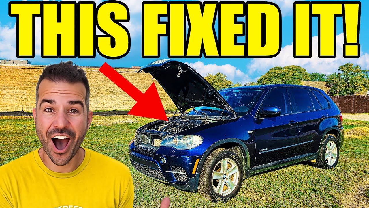 YouTube post by @LegitStreetCars for AMSOIL INC. Caption reads: I FIXED MY TWIN-TURBO DIESEL BMW FOR CHEAP! MOST....