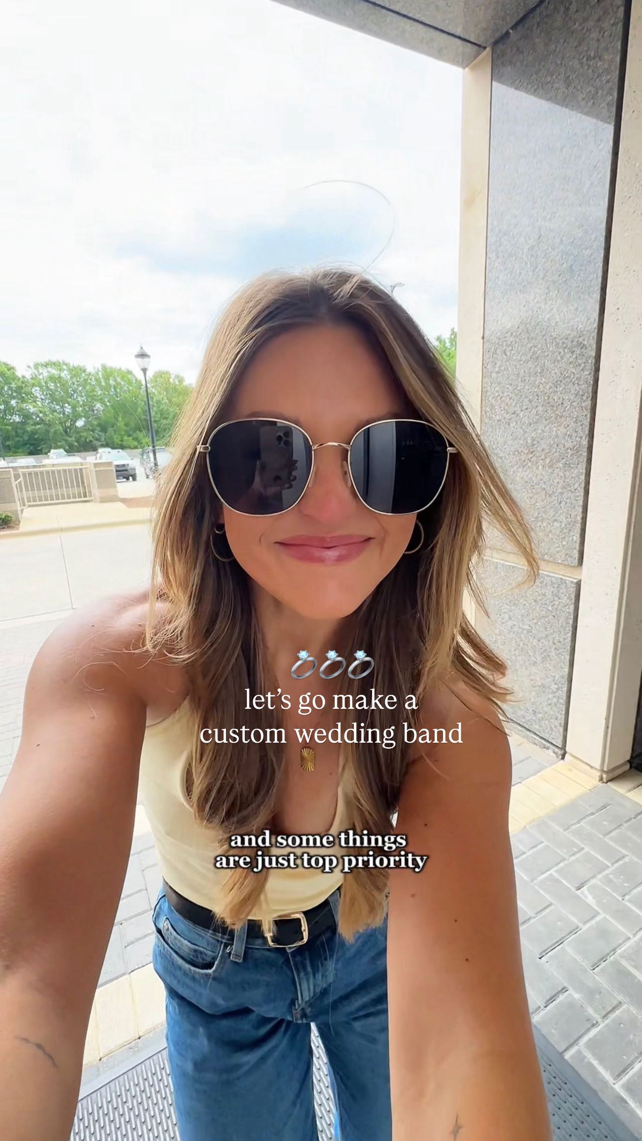 Instagram post by @hallehillman for Diamonds Direct. Caption reads: 💍 The wedding bands are ordered and we are 100....