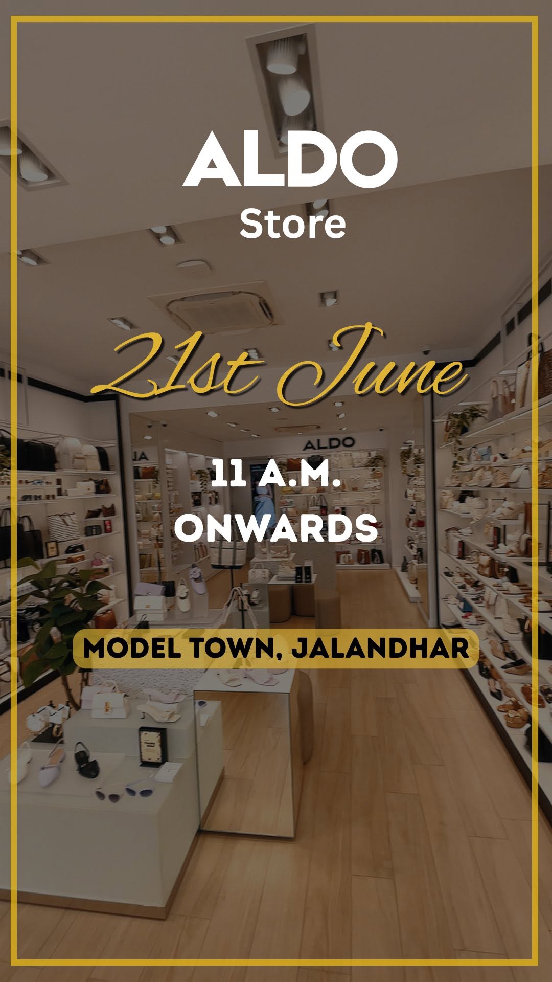 Instagram post by @truescoop for ALDO Shoes. Caption reads: JALANDHAR, GET READY! 
ALDO is opening its doors....