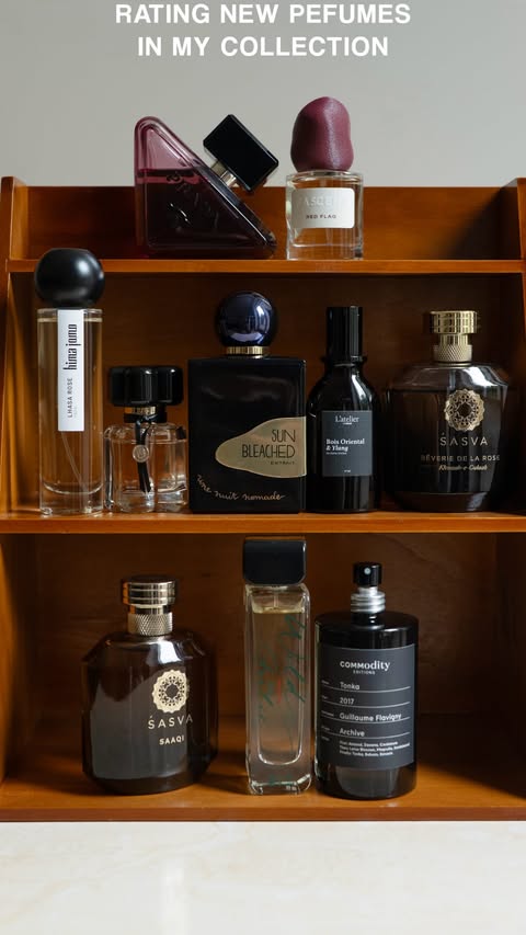 Instagram post by @eglegil for Commodity Fragrances. Caption reads: Rating and speed-overviewing a few of the new....