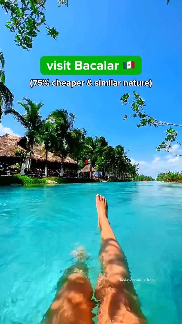 Instagram post by @traveldupes for Hotels.com. Caption reads: Most Beautiful Hidden Gem in @Mexico 😨🏝️ Send....