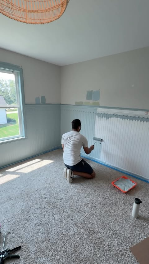 Instagram post by @theweekendbuilder for BEHR Paint. Caption reads: [...] was between these two paints. When....