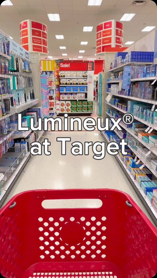 Instagram post by @target_bargains for Lumineux by Oral Essentials. Caption reads: Say goodbye to stained smiles and hello to....
