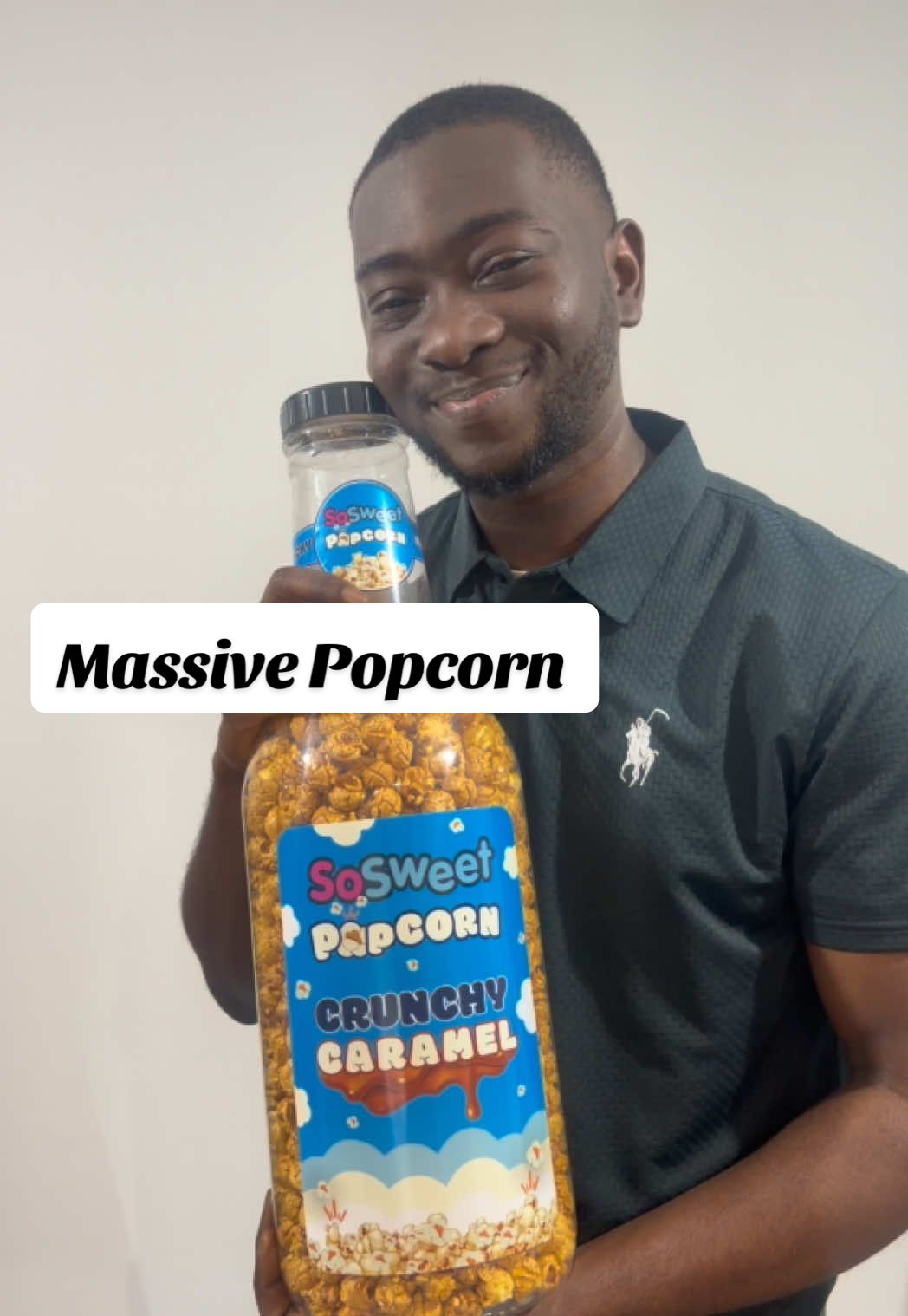 TikTok post by @ezele_nick for SoSweet. Caption reads: Massive Popcorn from @SoSweet #popcorn #movie....