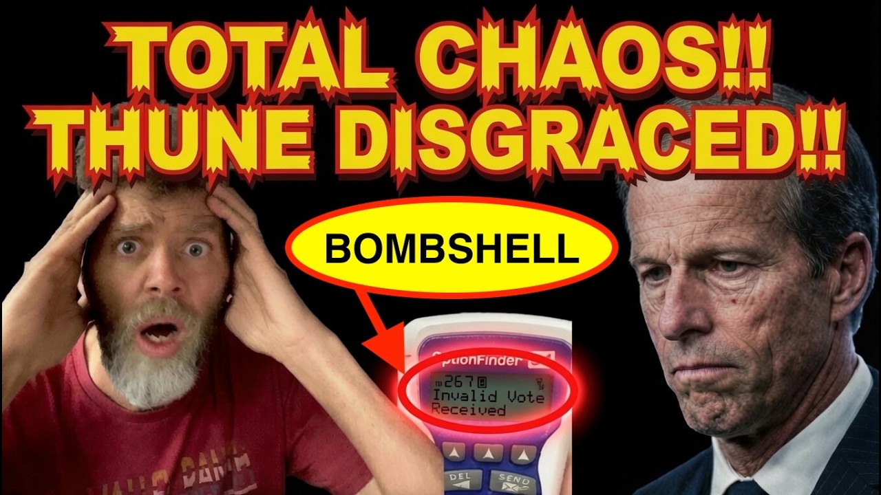 YouTube post by @LumberjackLogic for AvantLink. Caption reads: IT'S OVER!! Thune PANICS as Machine GLITCH Caught....