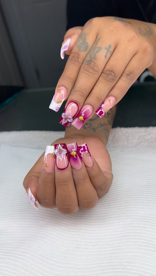 Instagram post by @esme25sz for BeetlesGelPolish. Caption reads: Fall nail inspo @beetlesgelpolish #nails #nailart....