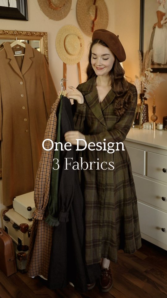 Instagram post by @shirinatra for Son de Flor. Caption reads: [Ad] The Darcy Dress in 3 different fabrics 🤎....