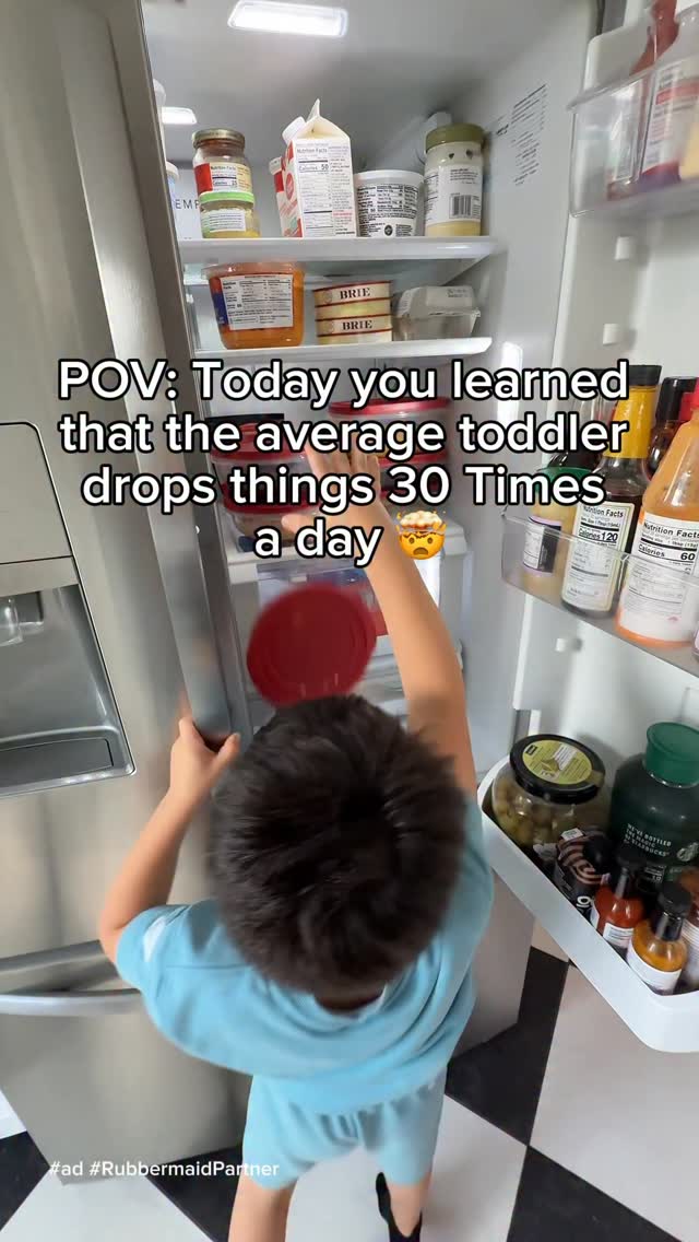 Instagram post by @dadsfoodtoday for Rubbermaid. Caption reads: Apparently toddlers drop things 30 times a....