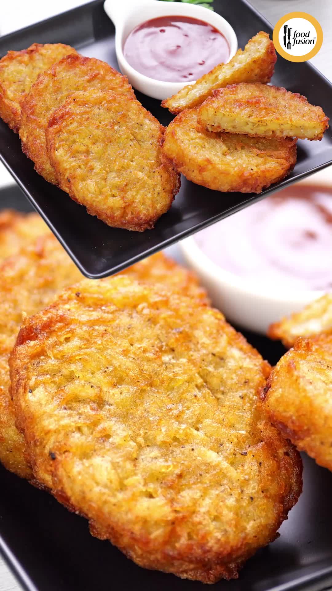 TikTok post by @foodfusionpk for Taptap Send. Caption reads: Restaurant Quality Hash browns At home - Recipe By....