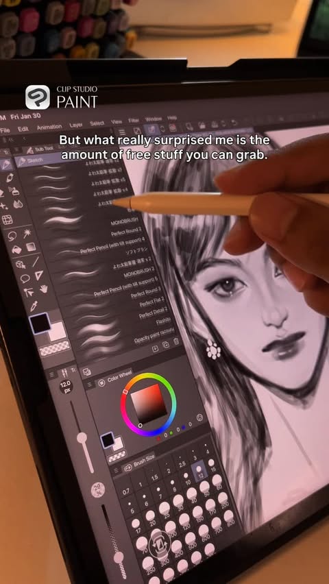 Instagram post by @rwiizo for Clip Studio Paint. Caption reads: [...] main reason I keep coming back to Clip....