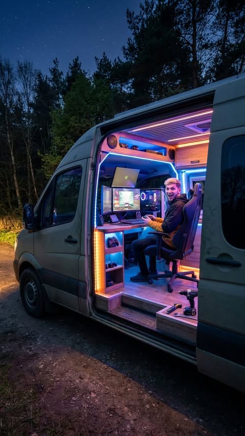 Instagram post by @dantic.ig for HyperX. Caption reads: [...] camper van, thanks to @intel_gaming and....