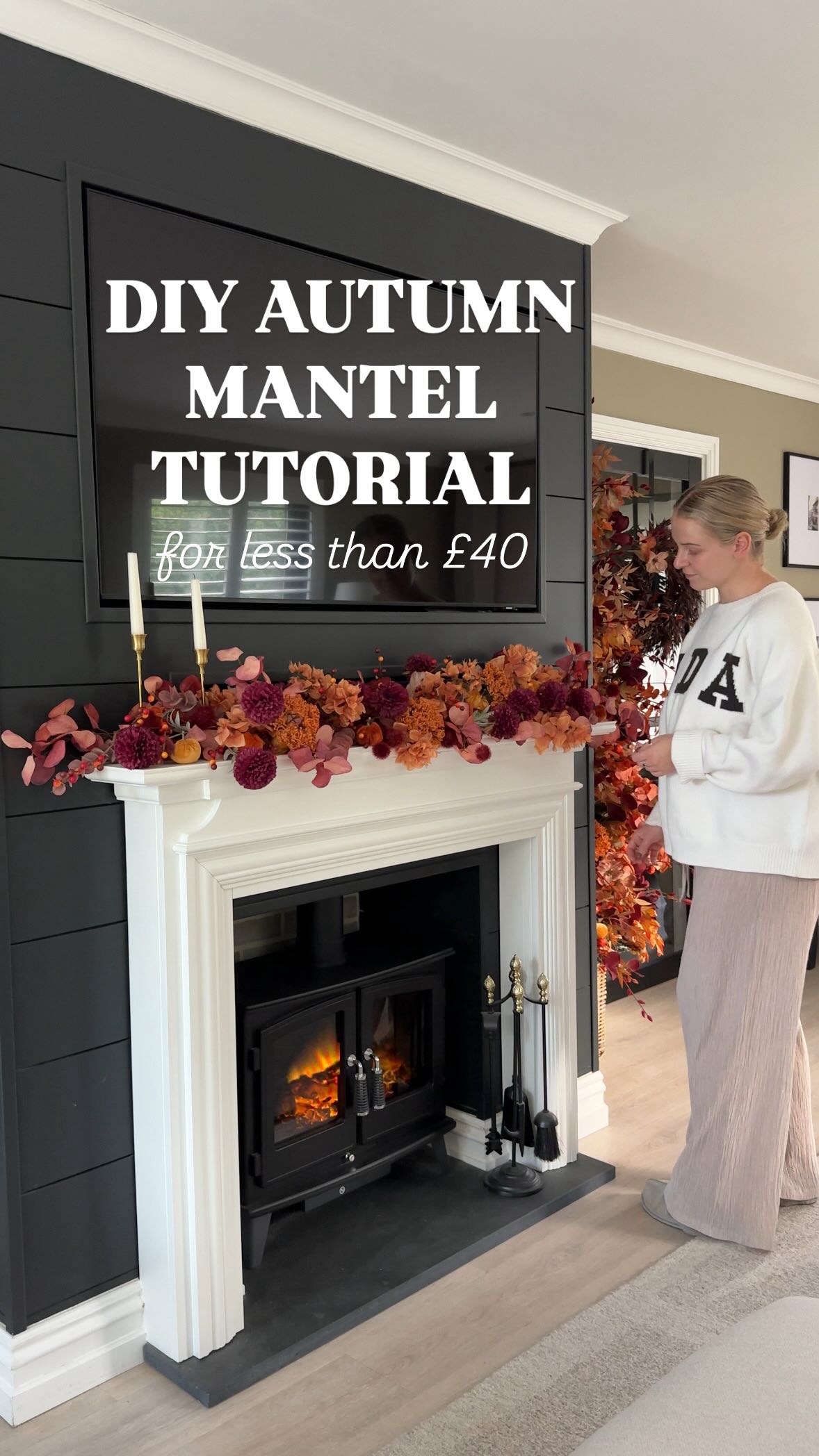 Instagram post by @_lifeatdallas for The Range. Caption reads: DIY Affordable Autumn Mantel Garland🍁🍂

Here’s....