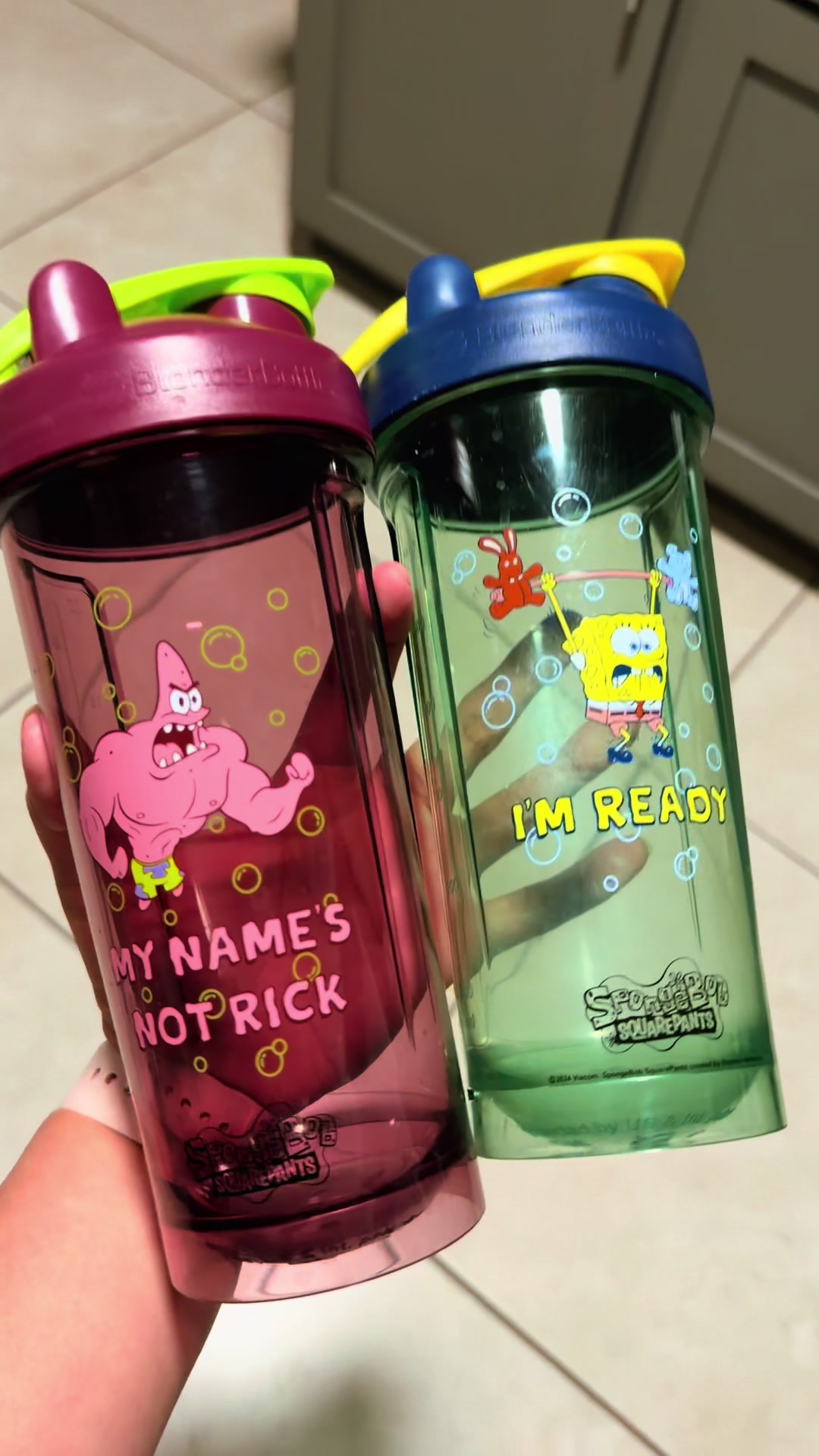 TikTok post by @sam_iam15 for BlenderBottle. Caption reads: @BlenderBottle @SpongeBob #blenderbottle....