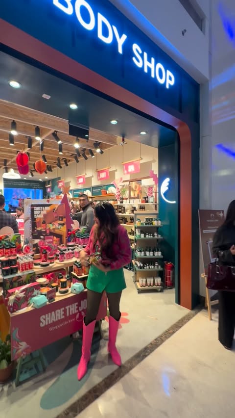 Instagram post by @kanprab24 for The Body Shop. Caption reads: Check out their amazing, stunning, beautiful, new....