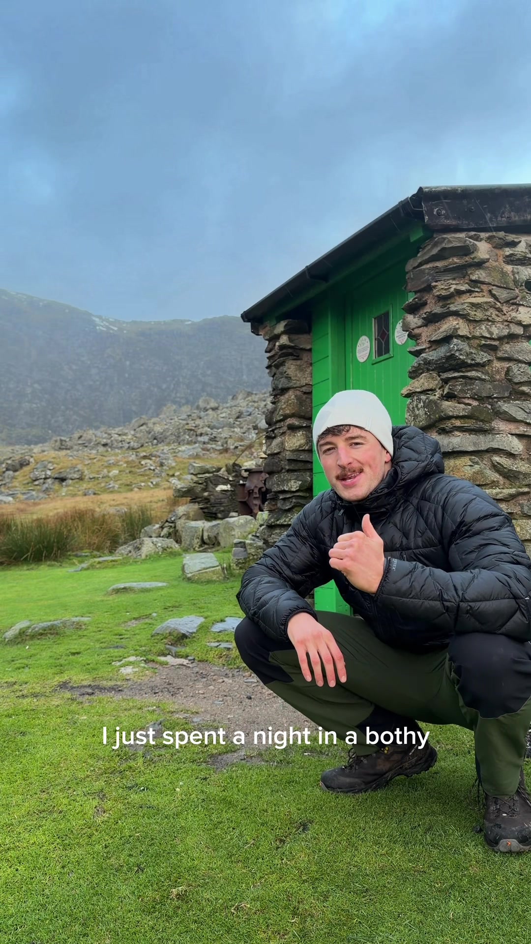 TikTok post by @george.trevelyan for dryrobe. Caption reads: Spontaneous adventure bothy camping...  The first....