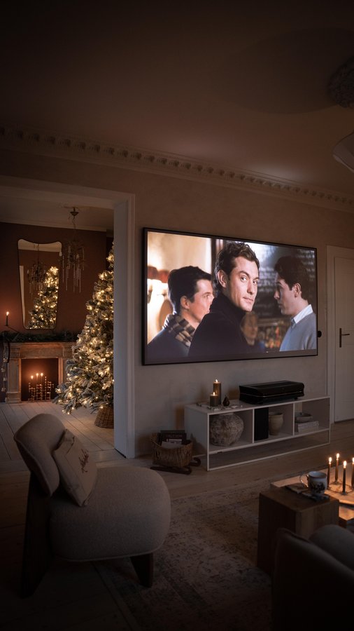 Instagram post by @elaperona for Awol Vision. Caption reads: A festive home cinema experience with @awolvision....