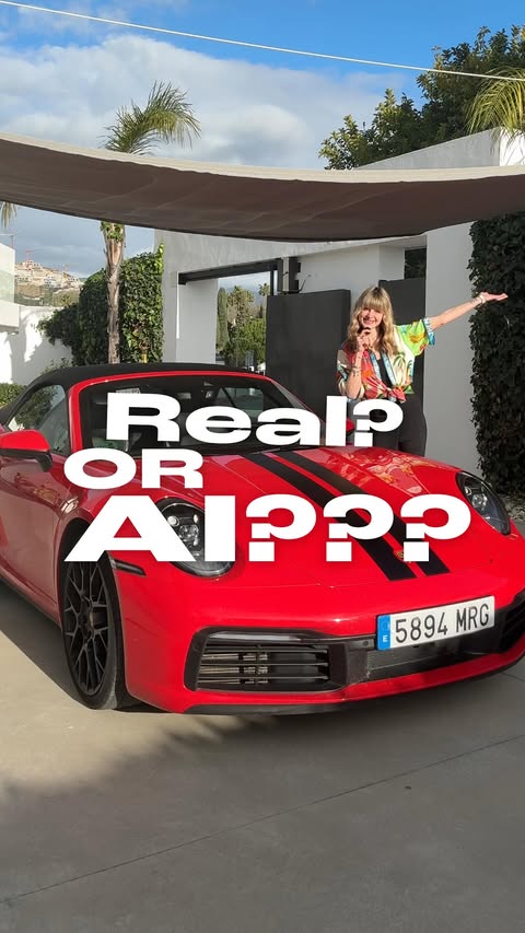 Instagram post by @ariane.gif for Porsche. Caption reads: Real or AI? What's your guess... @porsche_de....