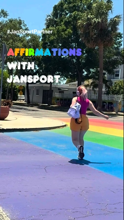 Instagram post by @rachcutiepie for JanSport. Caption reads: This is your reminder to show yourself some love....