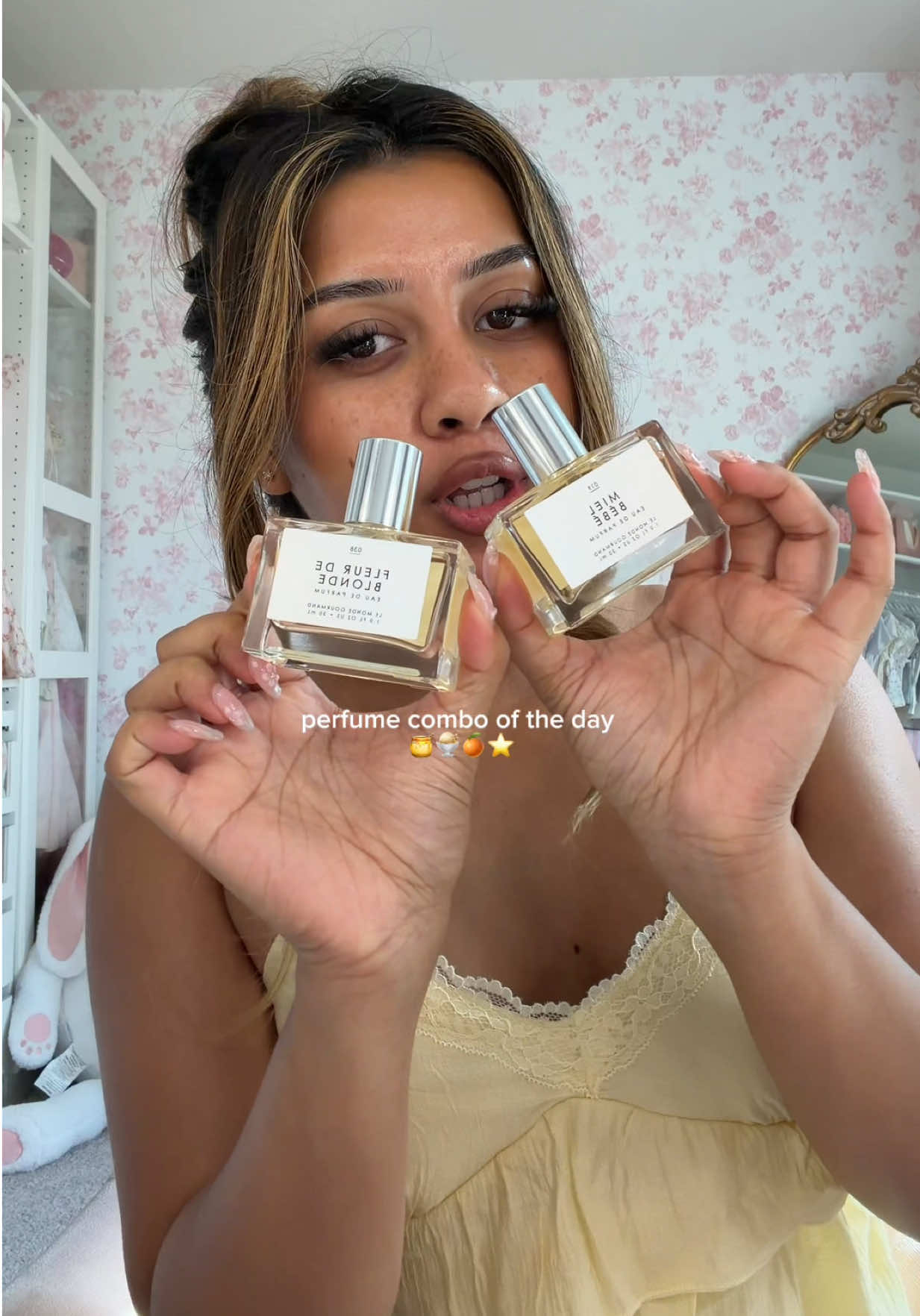 TikTok post by @arminarshe for Le Monde Gourmand. Caption reads: my perfume combo today ft. @Le Monde Gourmand....