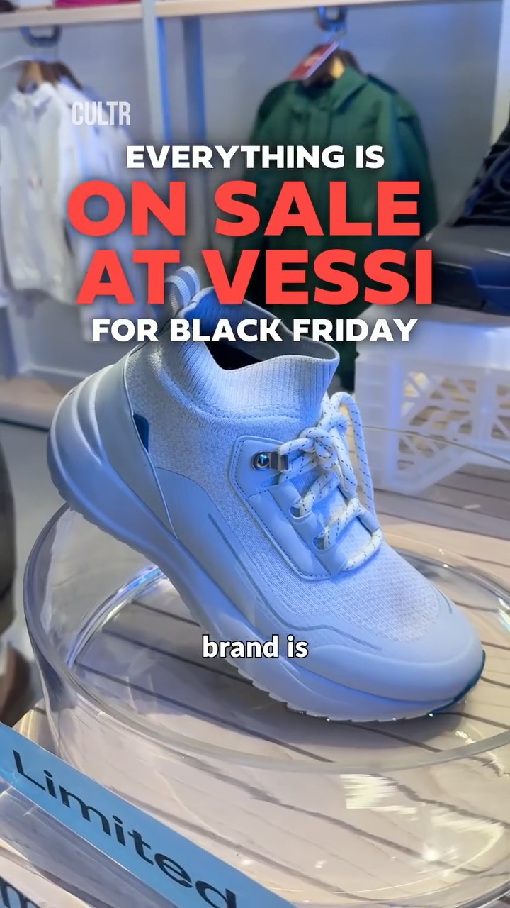 Instagram post by @cultrvancouver for Vessi. Caption reads: BLACK. FRIDAY. MAYHEM. 🚨🔥

@vessi just unleashed....