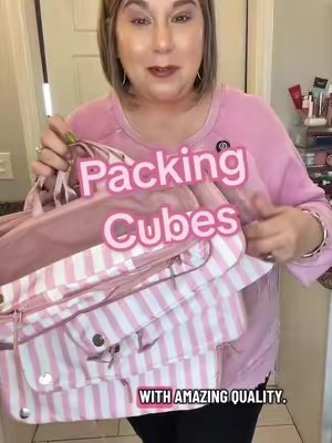 TikTok post by @jenniferwolseybeautybiz for Iris And Rainbow. Caption reads: Iris & Rainbow Expandable Packing Cubes ✈️ If your....