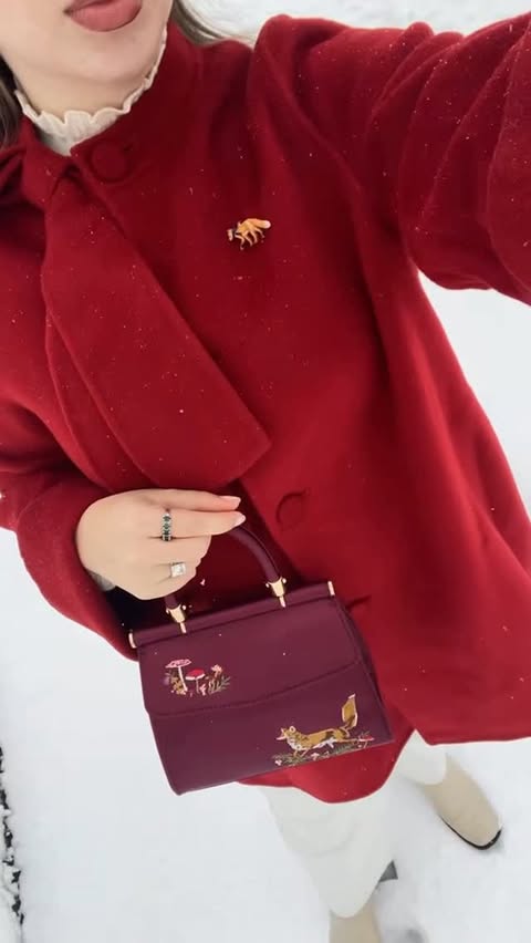 Instagram post by @courtmckenzie_ for Goelia. Caption reads: Cold weather fashion is by far my....