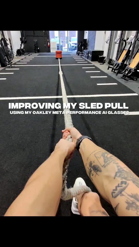 Instagram post by @matt_zelaya for Oakley. Caption reads: [...] to get better at the sled pull with my....