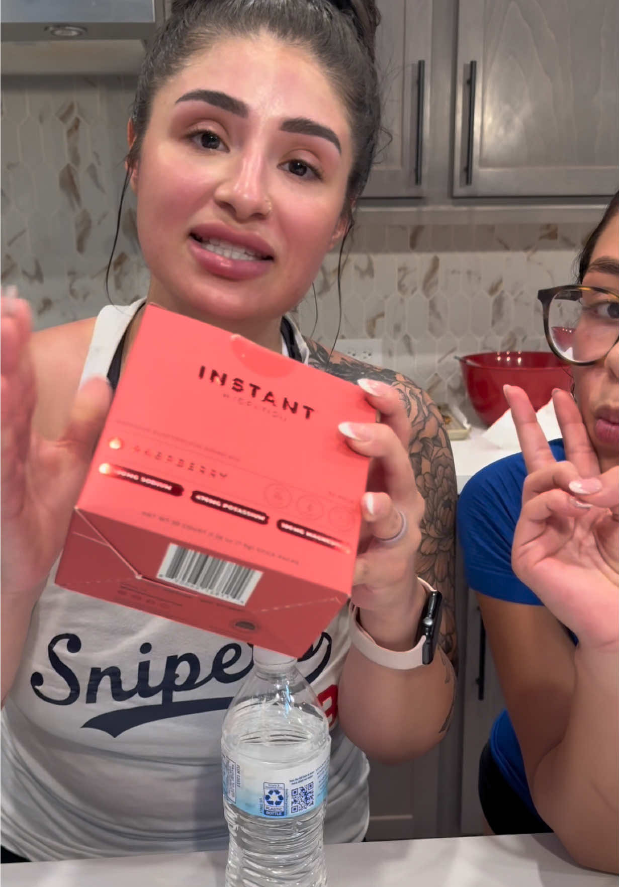 TikTok post by @nicolettelifts for Instant Hydration. Caption reads: [...] are the only way I keep going! @Instant....