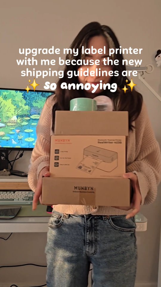 Instagram post by @madewithapril for Munbyn. Caption reads: Thank you Munbyn for the RW403B BT printer! [...].