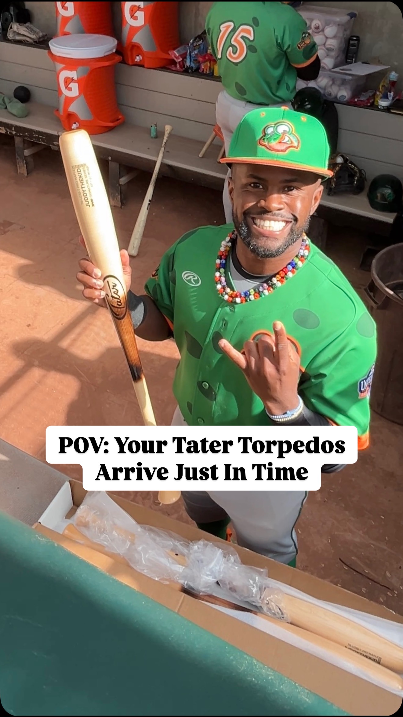 Instagram post by @juddythekid for DICK'S Sporting Goods. Caption reads: My host family came in clutch bringing the bats to....