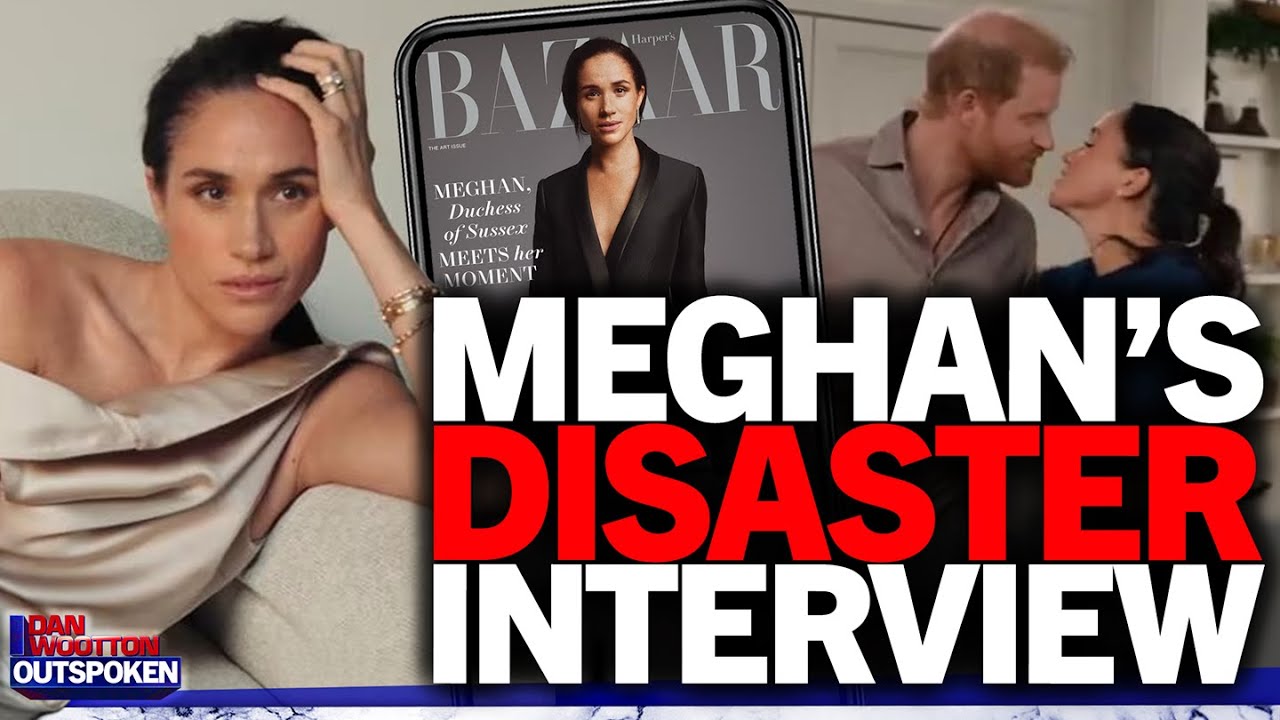 YouTube post by @danwoottonoutspoken for Surfshark. Caption reads: Meghan Markle's disastrous Harper's Bazaar....