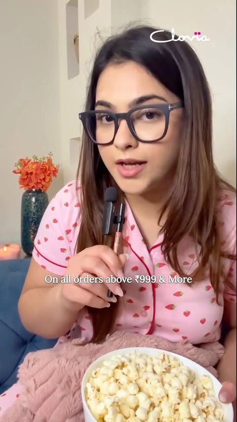 Instagram post by @dia_bajaj for Clovia. Caption reads: [...] in these super comfy nightsuits from....
