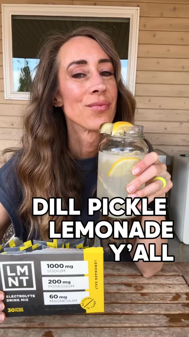 Instagram post by @melissau for Drink LMNT. Caption reads: OK it’s like 3 tablespoons of pickle juice DO WHAT....