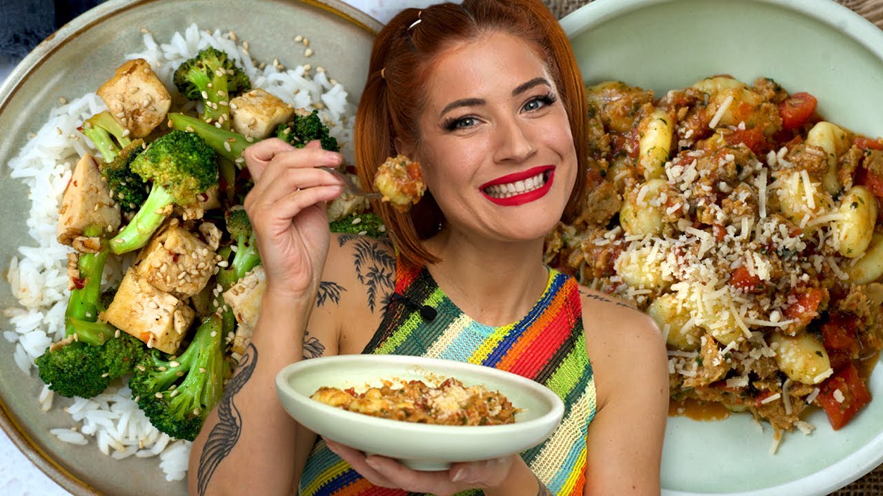 YouTube post by @EdgyVeg for Herbaland. Caption reads: [...] 🌱 My Newest Vegan Recipes: ↓ Buy The....