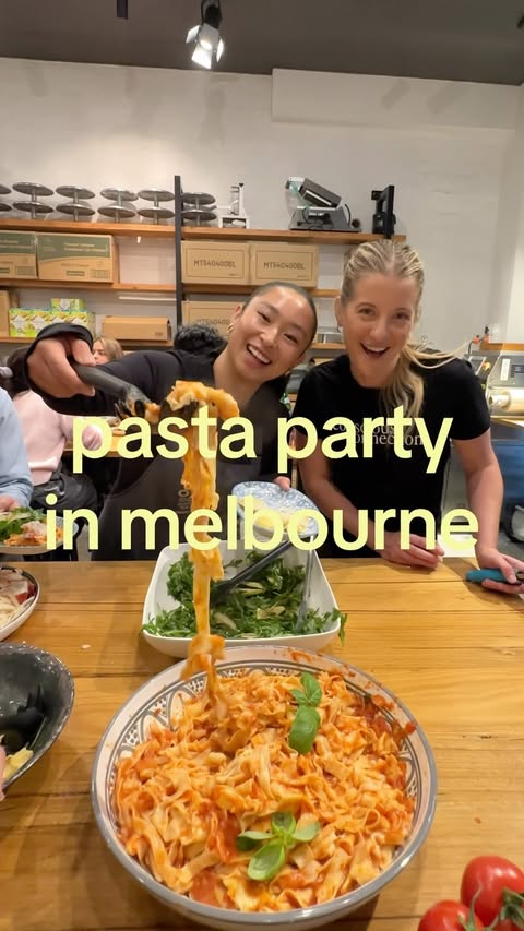 Instagram post by @conscious.connection for HexClad. Caption reads: [...] 30 person pasta party in melbourne with....