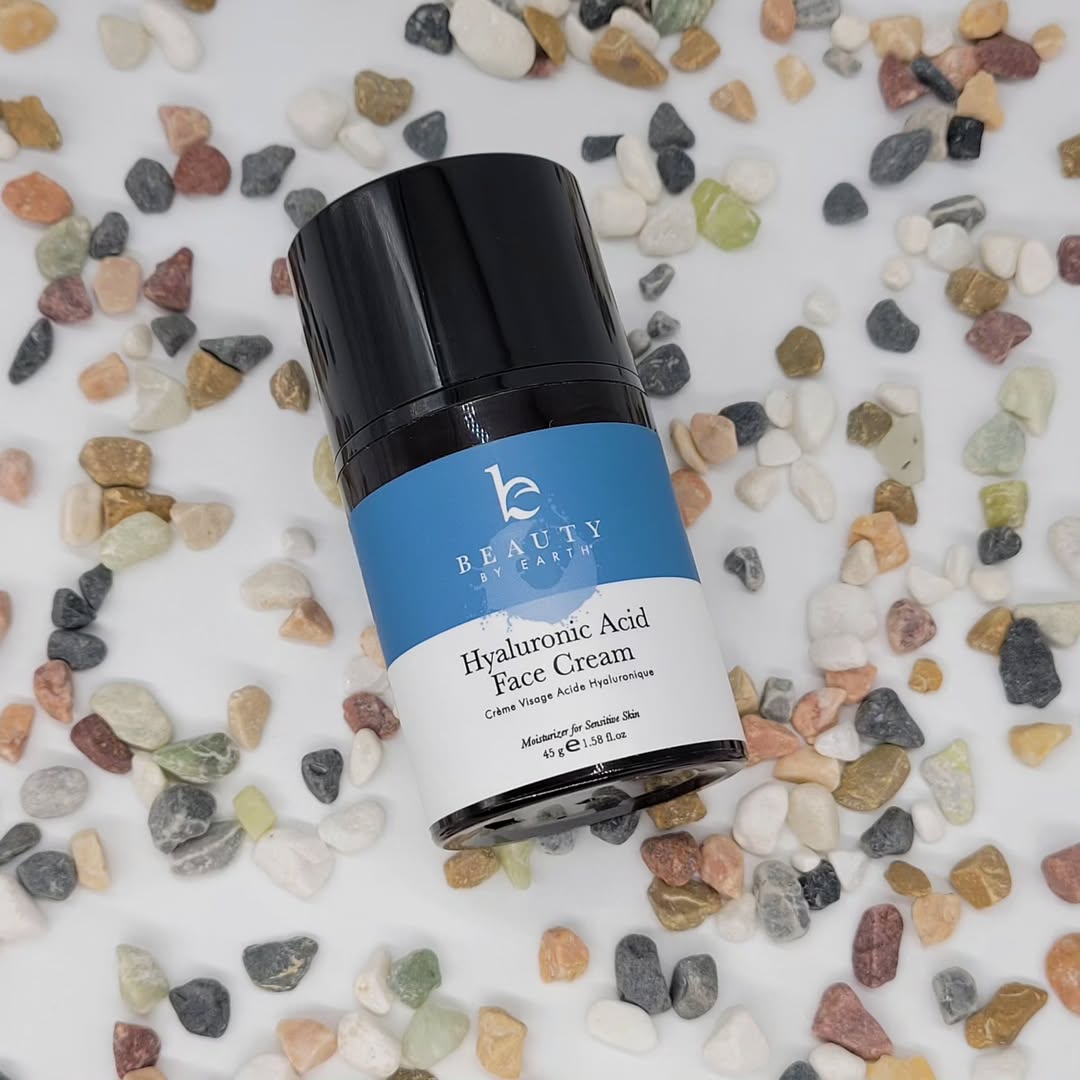 Instagram post by @bri22bass89 for Beauty By Earth. Caption reads: Hyaluronic Acid Face Cream #gifted by....