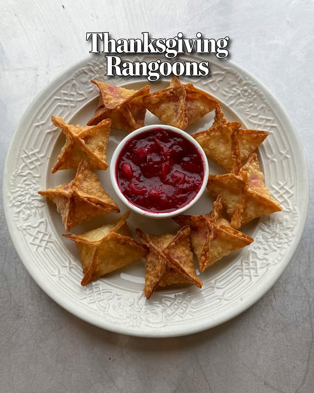 Instagram post by @foodbaby.bklyn for Food52. Caption reads: A Thanksgiving spin on a rangoon - crispy, savory,....