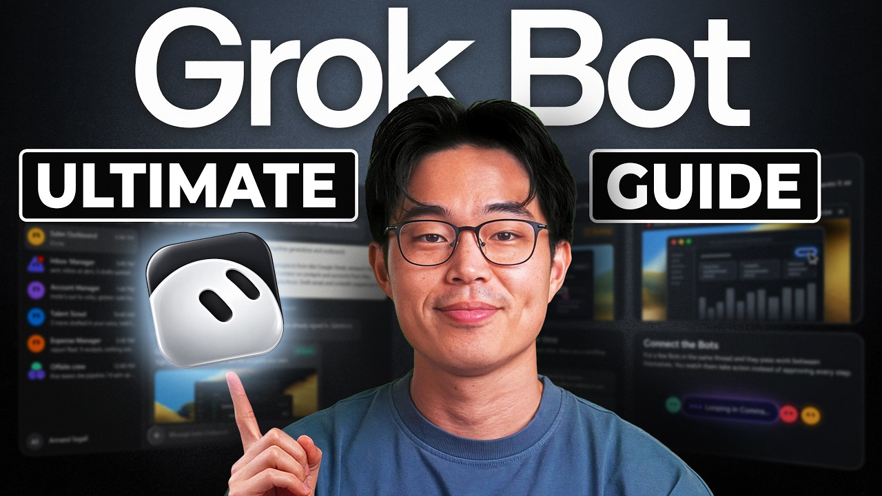 YouTube post by @CharlieChang for Hostinger. Caption reads: The ONLY Grok Bot Tutorial You Need 2026 - How To....