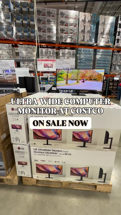 Instagram post by @costcofam4u for LG USA. Caption reads: Costco just brought in this LG 34” UltraWide UWQHD....