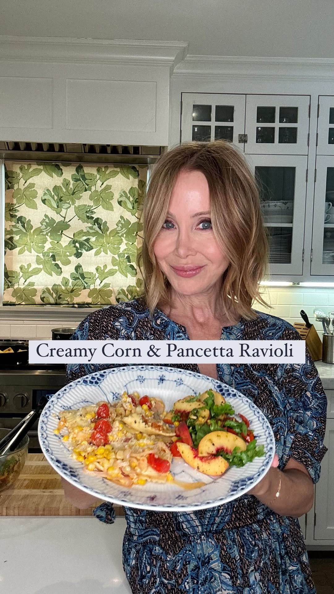 Instagram post by @lisabreckenridge for Blue Apron. Caption reads: Let’s make Creamy Corn & Pancetta Raviolis with a....