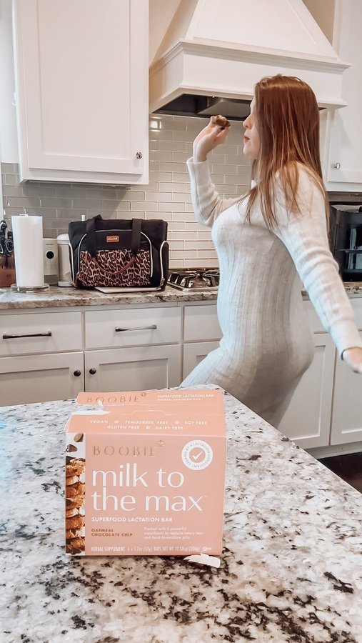 Instagram post by @sammi.3am.mama for Boobie Superfoods. Caption reads: [...] to romanticize this phase and....