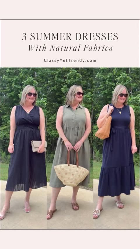 Instagram post by @classyyettrendy for Talbots. Caption reads: [...] dresses with natural fabrics from....