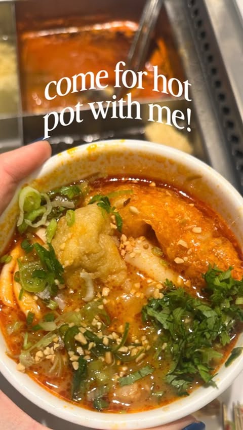 Instagram post by @vegfoodenthusiast for Haidilao US. Caption reads: Have you ever been for hotpot? 🍜 I’ve been a few....