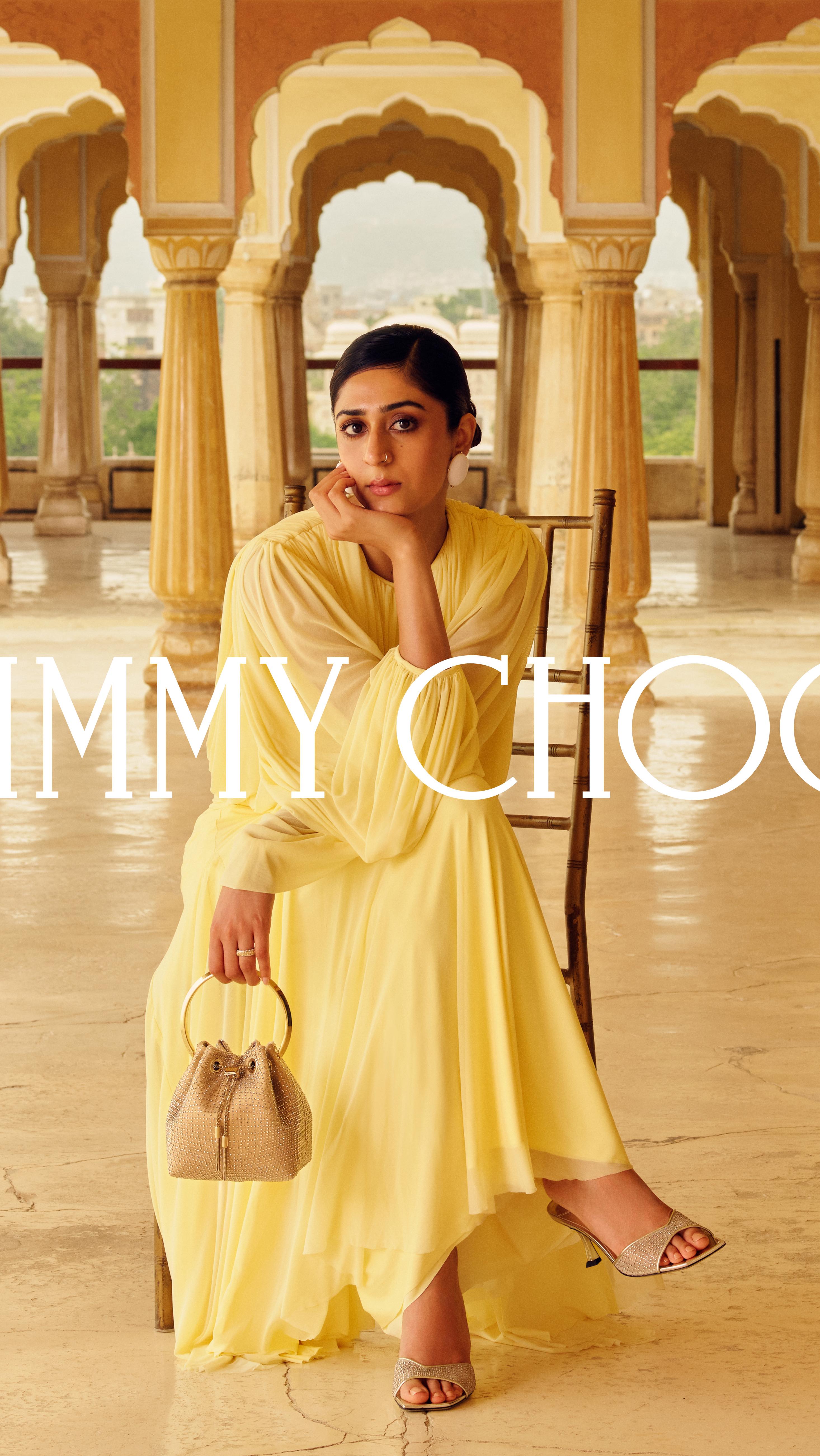 Instagram post by @gauravikumari for Jimmy Choo. Caption reads: 💘a little @jimmychoo magic for....