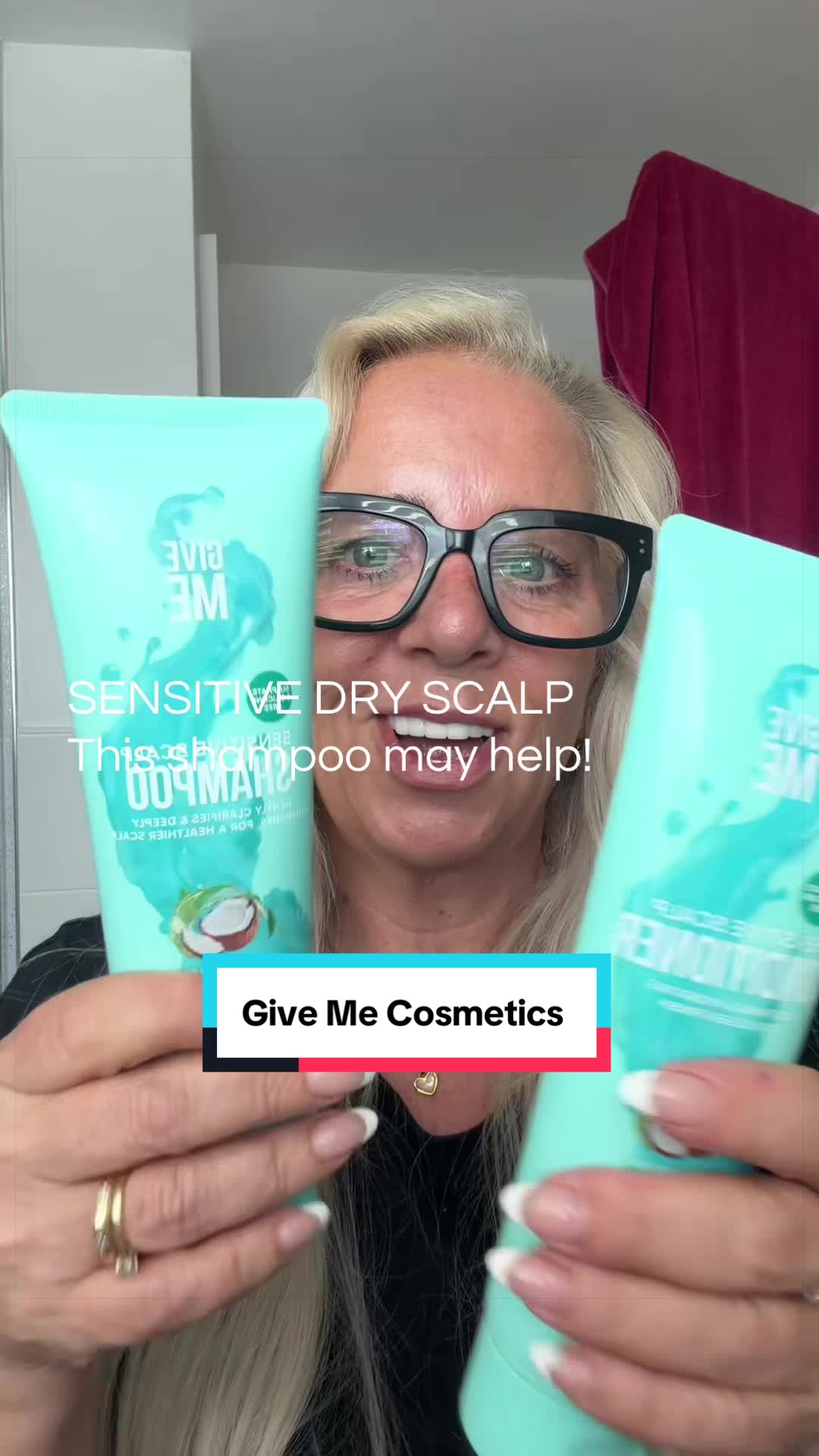 TikTok post by @styleover50withcazz for Give Me Cosmetics. Caption reads: [...] Try this shampoo form @Give Me Cosmetics....