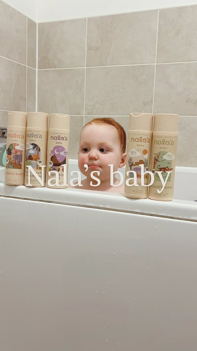Instagram post by @mum2louis01 for Nala’s Baby. Caption reads: AD| Bathtime bliss with Nala’s baby products! 🛁✨....