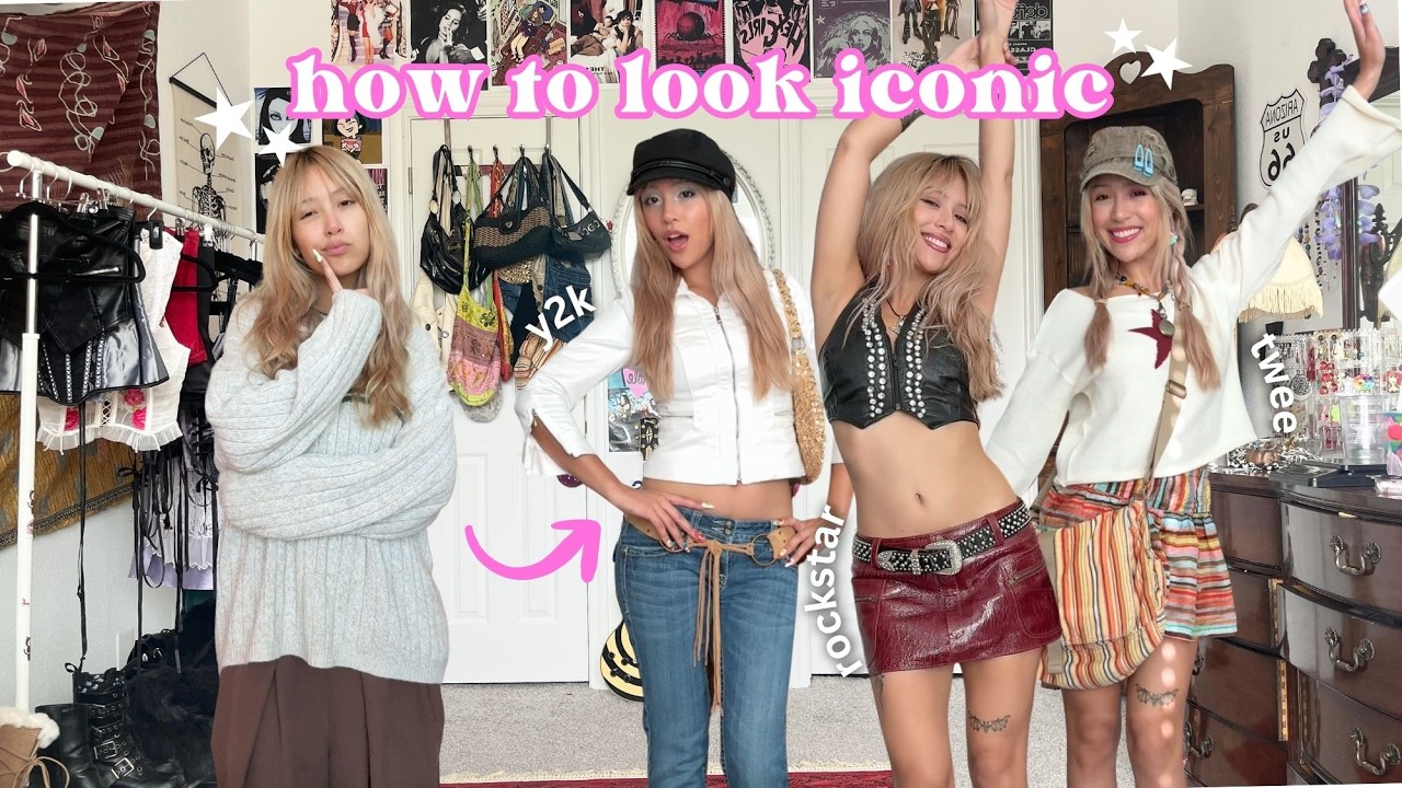 YouTube post by @allyduhrey for thredUP. Caption reads: STYLING DIFFERENT AESTHETICS! how to look iconic....