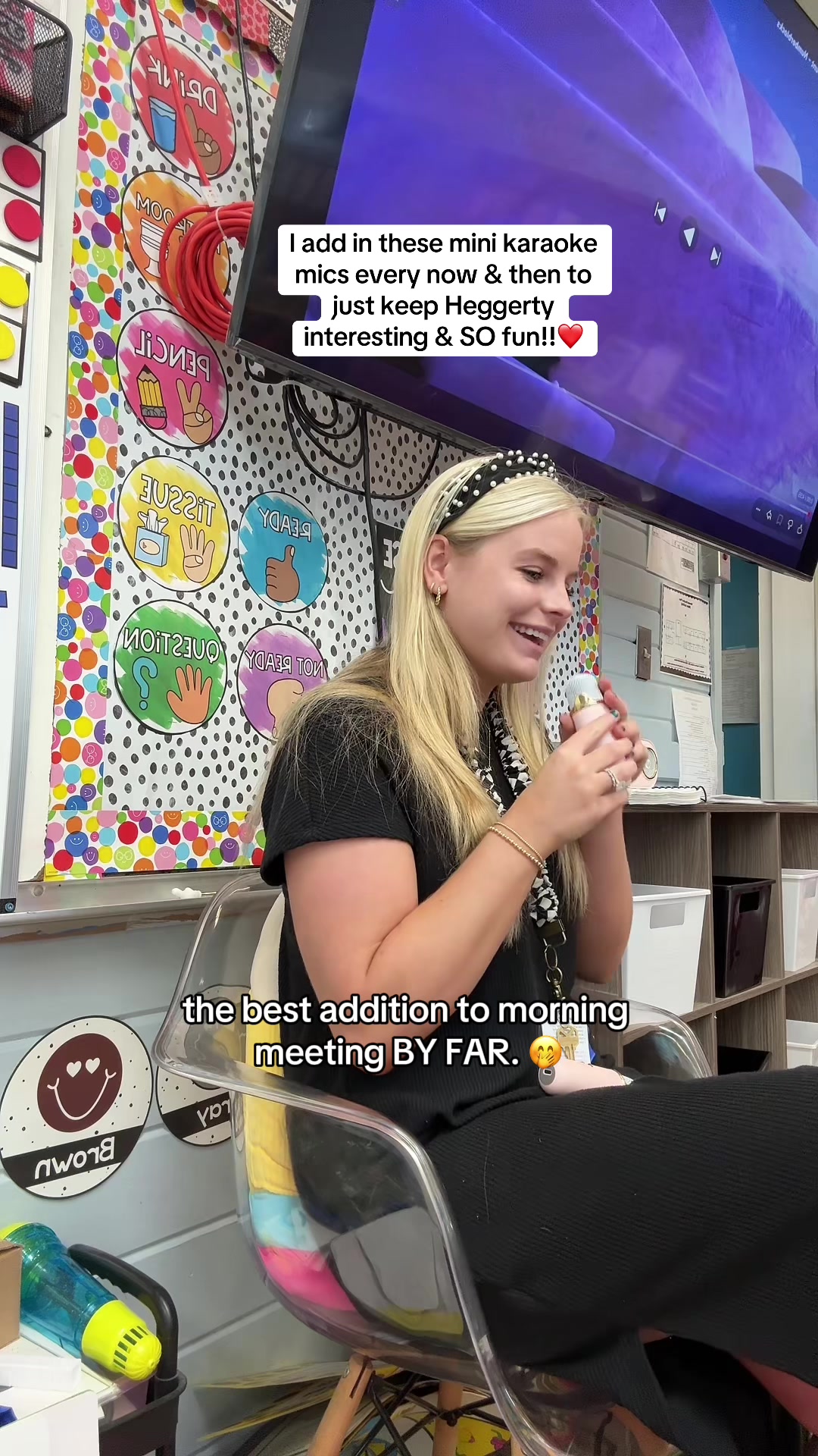 TikTok post by @ayeitsmrsbailey for PRUNUS. Caption reads: [...] #teachertip #minimicrophone @PRUNUS-Tech.